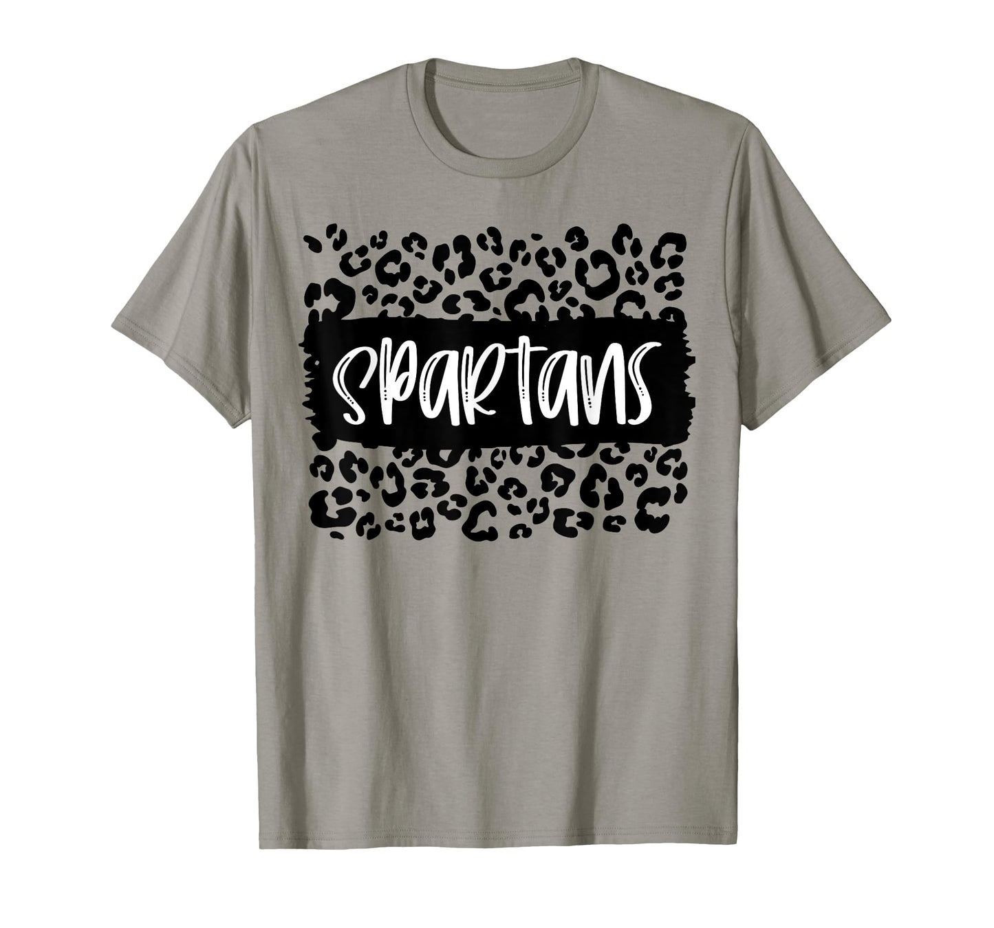 Spartans Team Mascot School Spirit Game Night Leopard Print T-Shirt