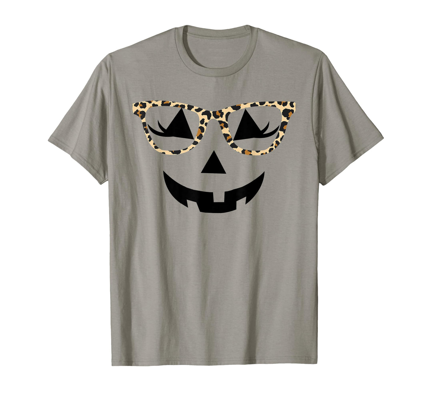 Jack o Lantern Women Face Leopard Glasses Halloween Pumpkin T-Shirt