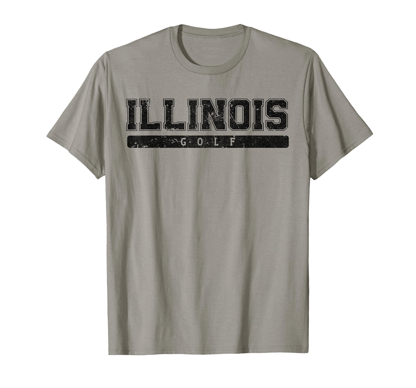 Illinois Golf Black Vintage Text T-Shirt