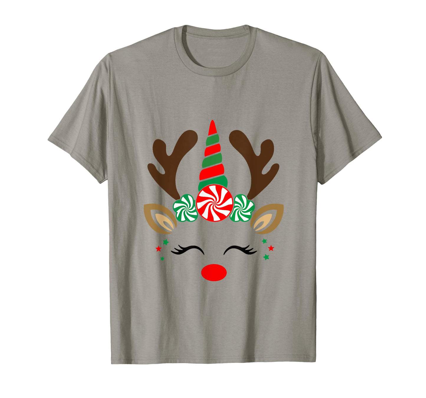 Christmas Reindeer Unicorn Face Cute Unicorn T-Shirt