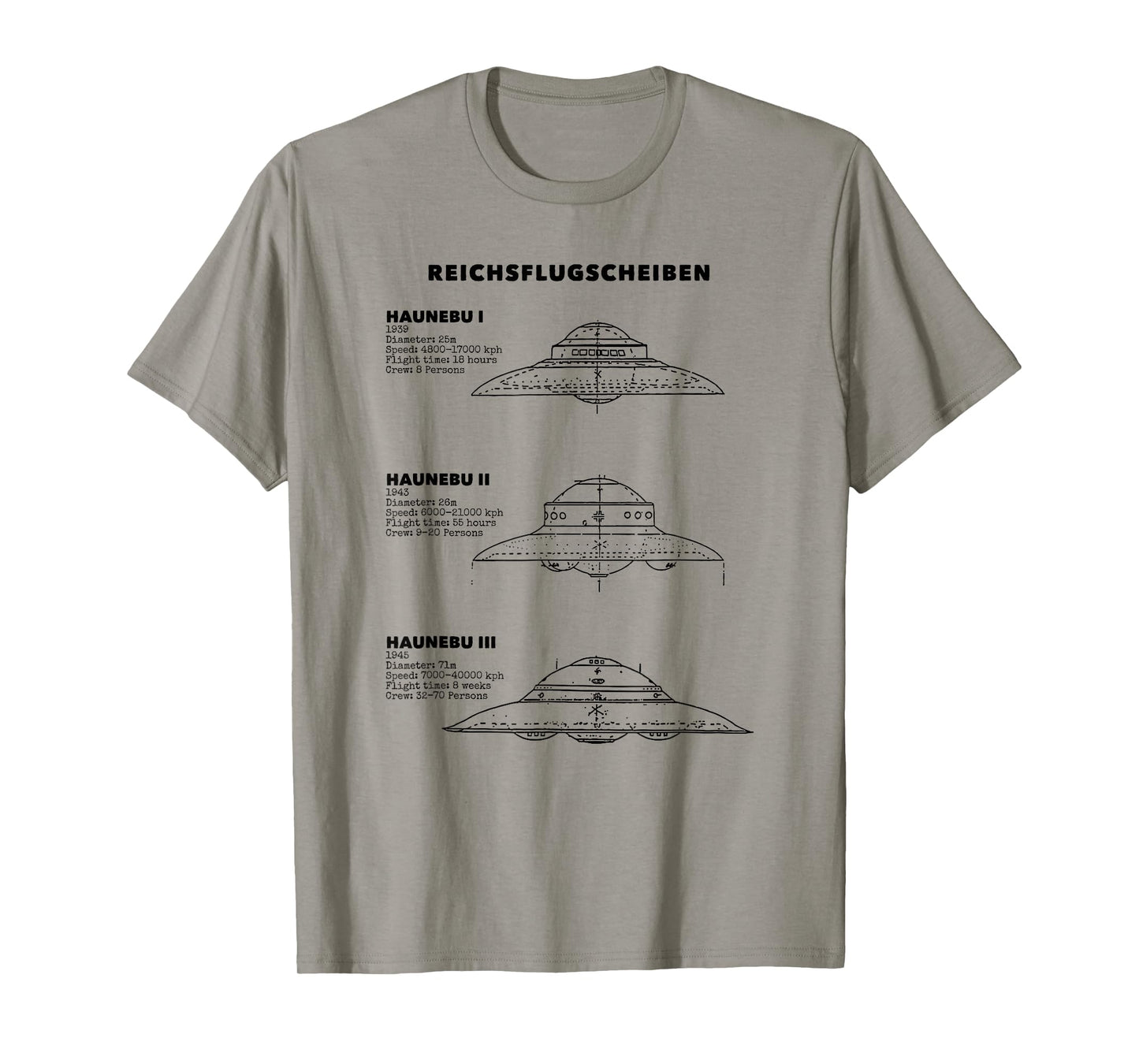 Vintage German WW2 UFO Top Secret Area 51 Alien UAP Graphic T-Shirt