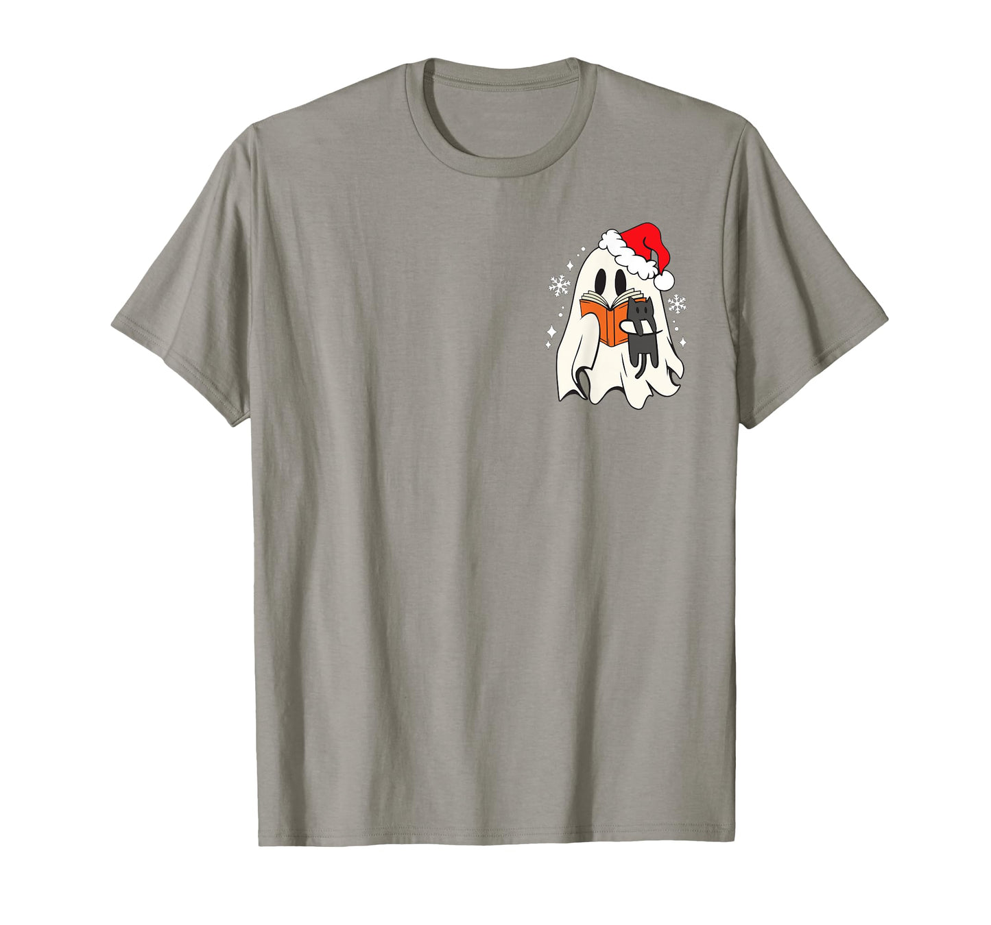 Retro Ghost Reading Book With Cat Bookish Club Christmas T-Shirt for Men Women Kids