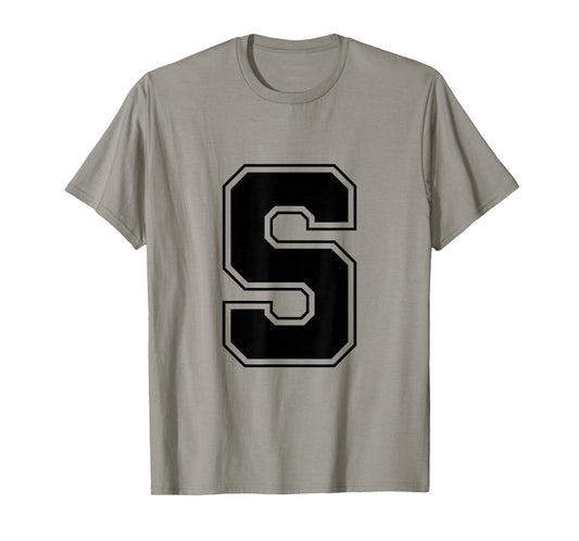 Letter S Big Bold Capital Varsity Alphabet Monogram T-Shirt