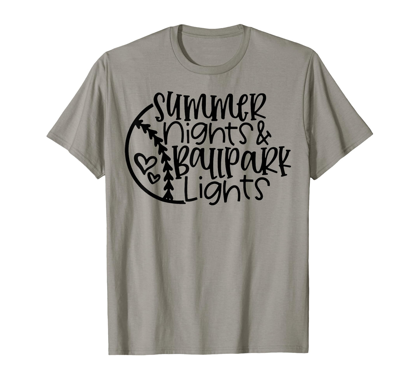 Summer Nights And Ballpark Lights Women Baseball Heart Quote T-Shirt