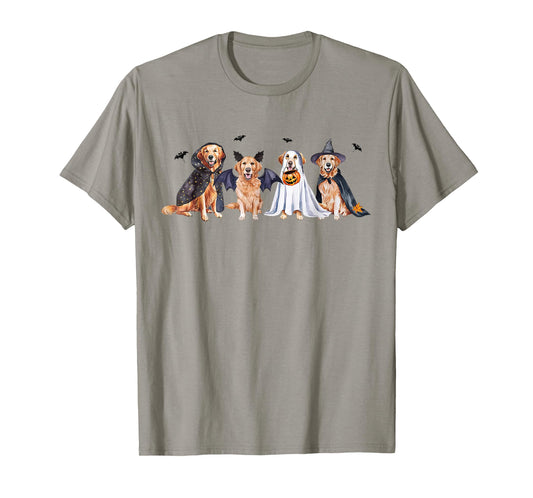 Golden Retriever Ghost Dog Halloween Golden Retriever Witch T-Shirt for Men Women Kids