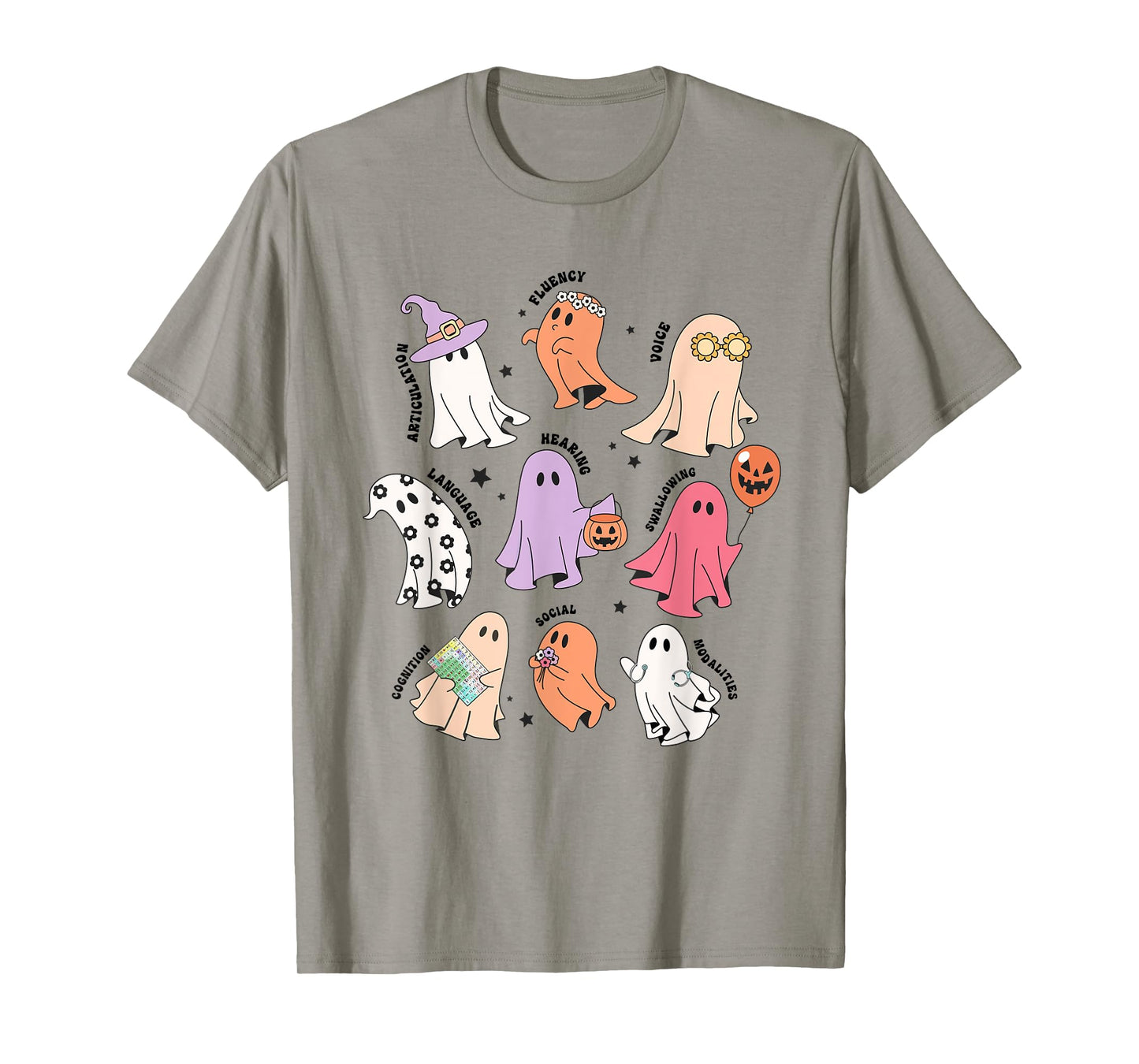 Ghost Friends Halloween AAC SLP Squad Speech Language T-Shirt