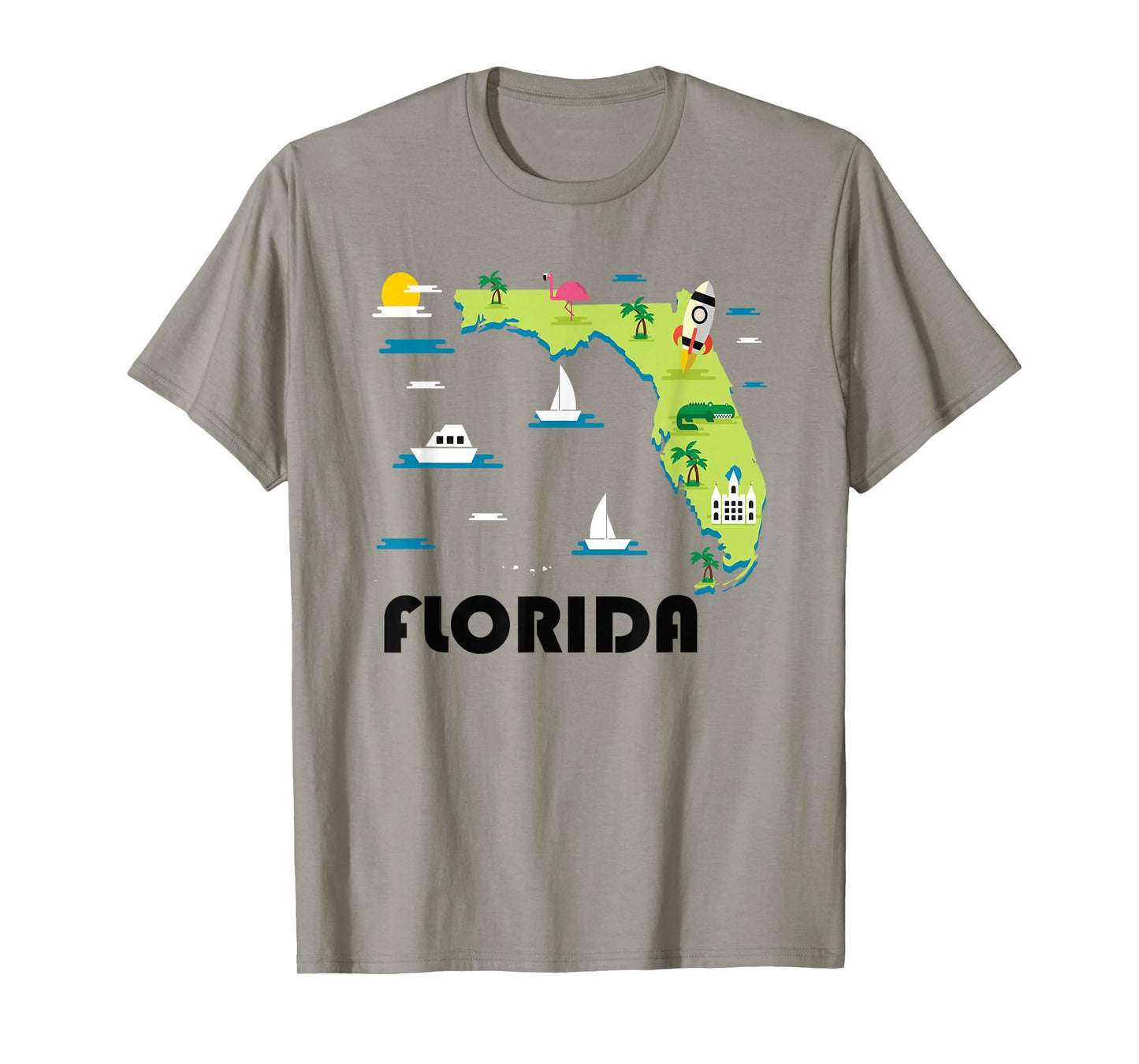 Florida State Home T-shirt Vintage Map Tourist Tee Shirt T-Shirt