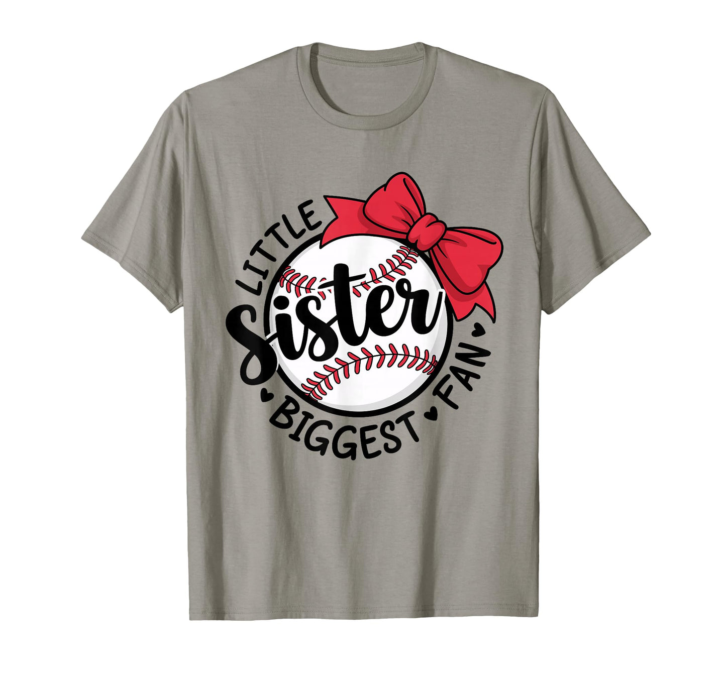 Baseball Little Sister Biggest Fan Bow Baseball Sister T-Shirt