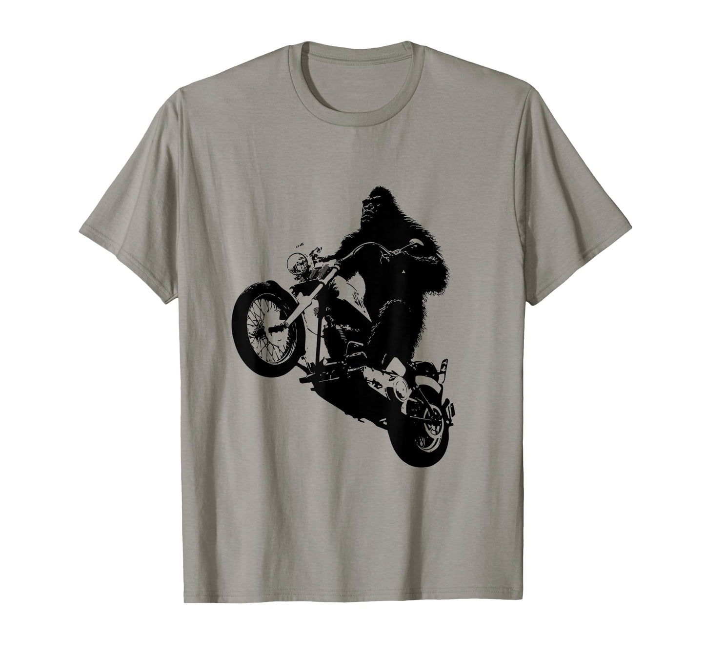 Bigfoot Gorilla is a Biker Funny Motorcycle Jump Graphic T-Shirt
