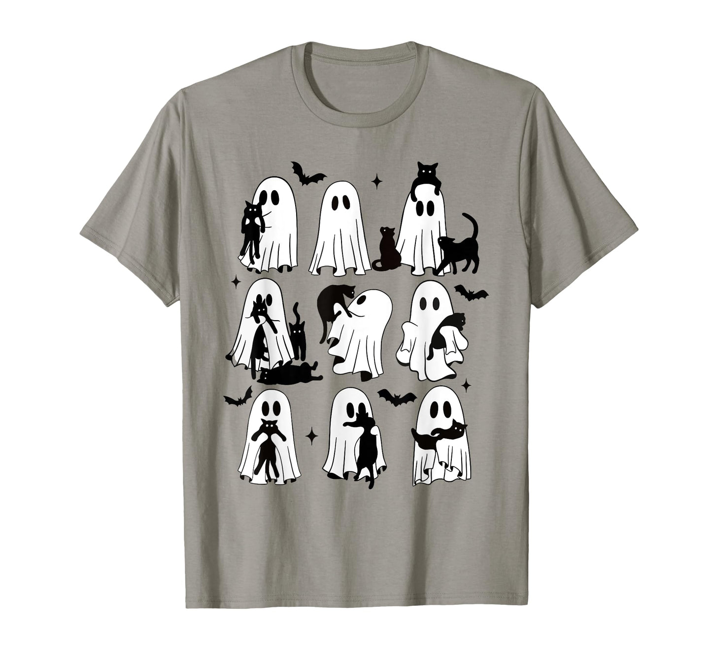 Funny Ghost Holding A Black Cat Lazy Halloween Spooky Season T-Shirt