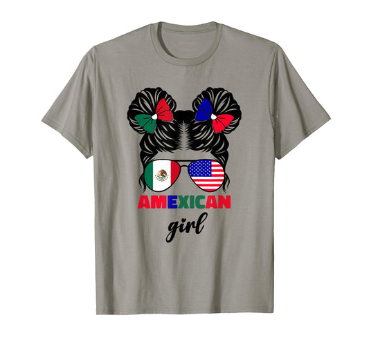 Half Mexican and American Mexico America USA Flag Girls Kids T-Shirt