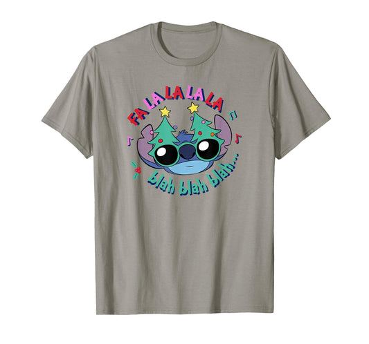 Disney Lilo & Stitch Christmas Fa La Blah Big Face T-Shirt