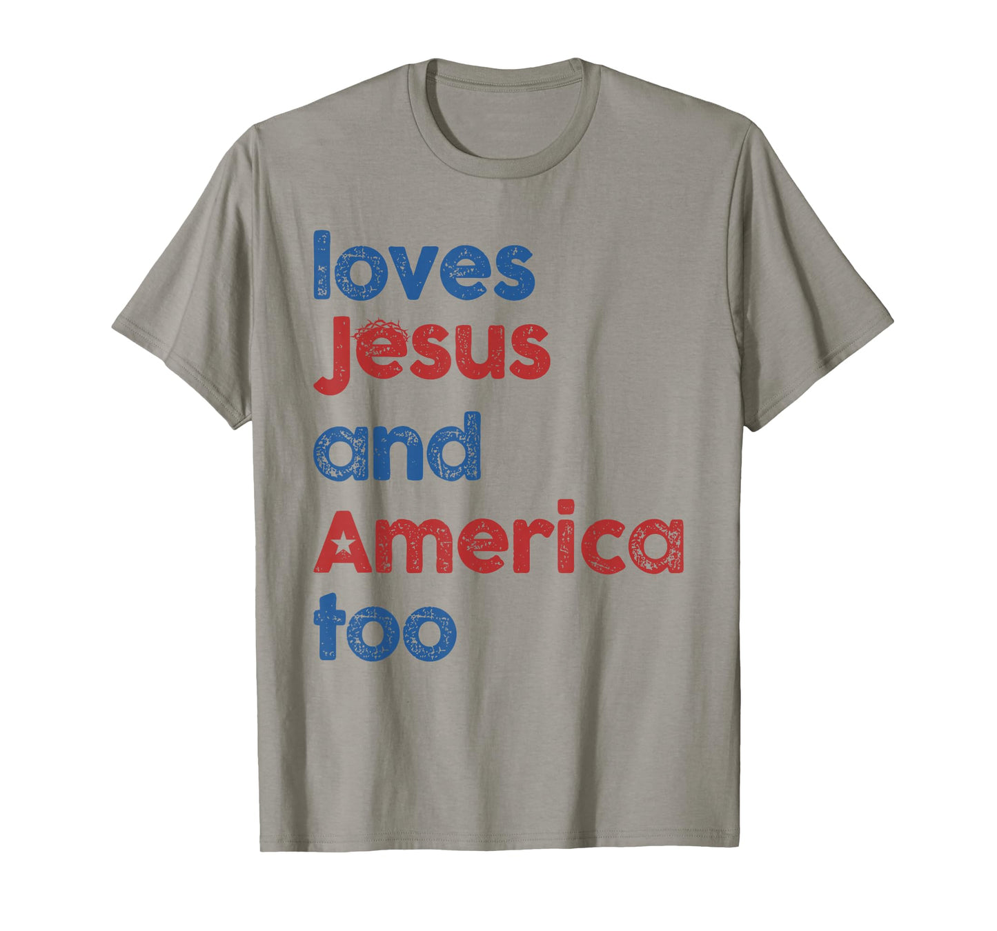 Retro Loves Jesus and America Too 4th Of July Gifts T-Shirt T-Shirt