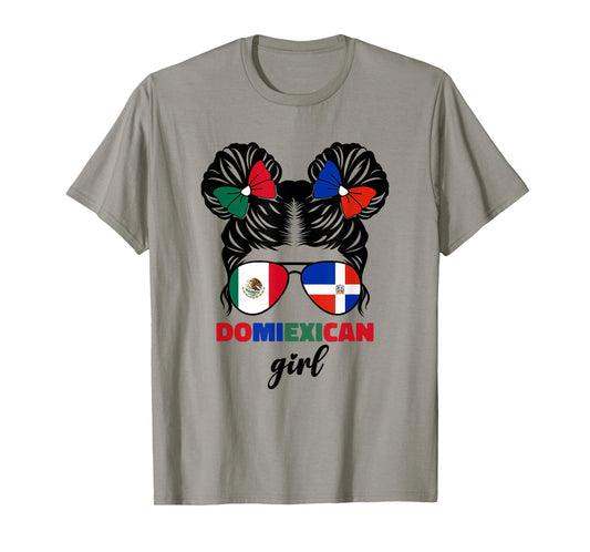 Half Mexican And Dominican Mexico Dominicana Flag Girl Kids T-Shirt