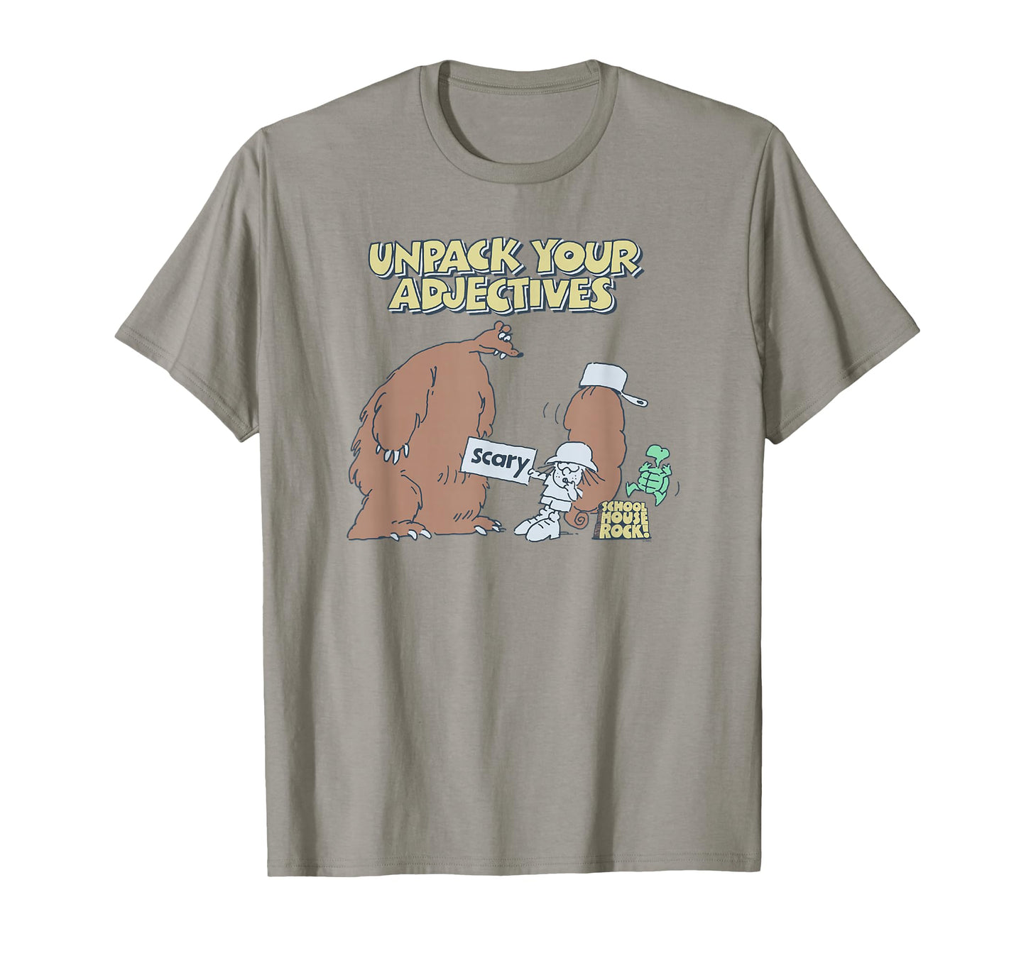Schoolhouse Rock Unpack Your Adjectives Scary Bear TV Show T-Shirt