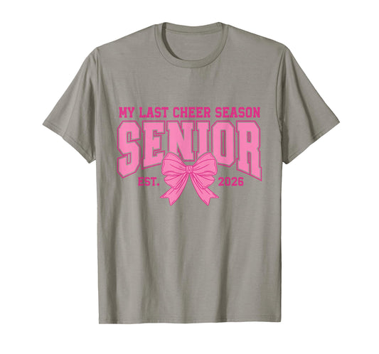My Last Cheer Season Senior 2026 Pink Bow T-Shirt