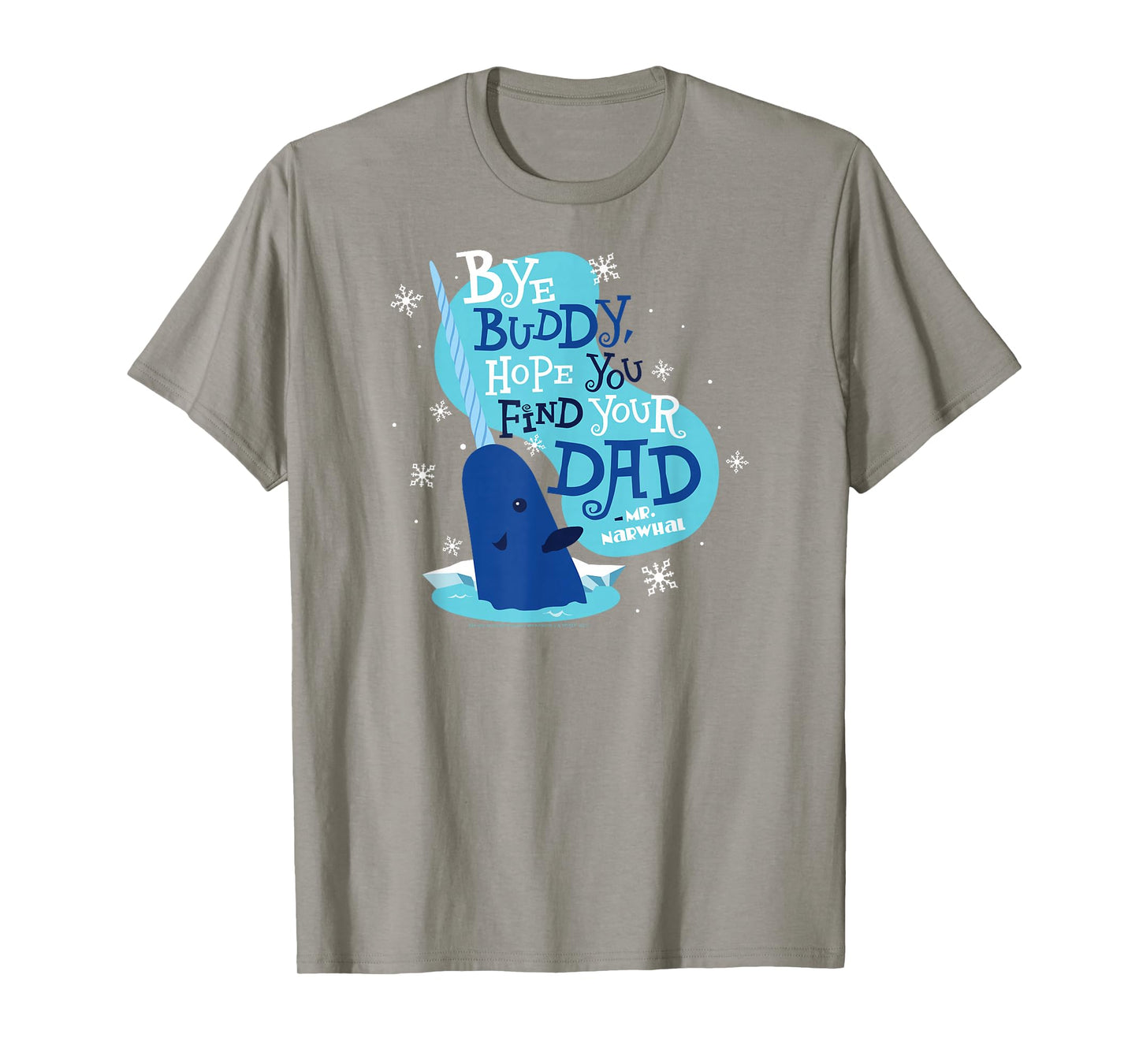 Elf Bye Buddy Narwhal Color Illustration Funny Christmas T-Shirt