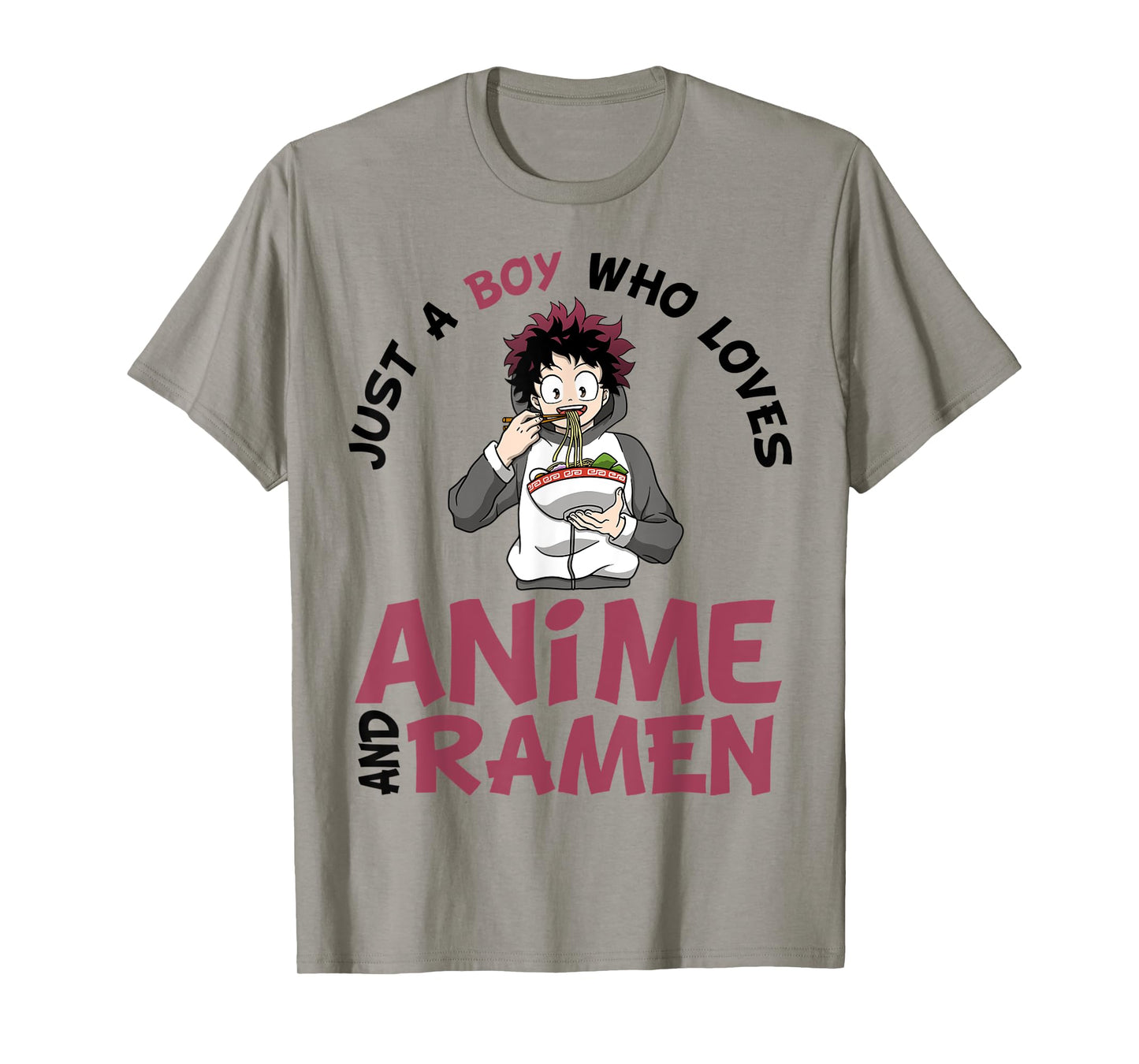 Just a Boy Who Loves Anime and Ramen Men Teen Boys T-Shirt