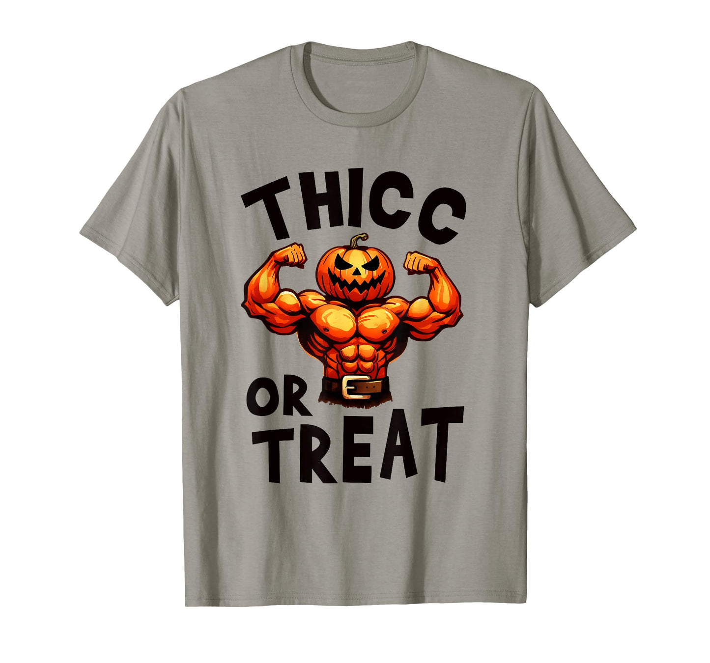 Thicc Or Treat Pumpkin Gym Weightlifting Workout Fitness Men T-Shirt