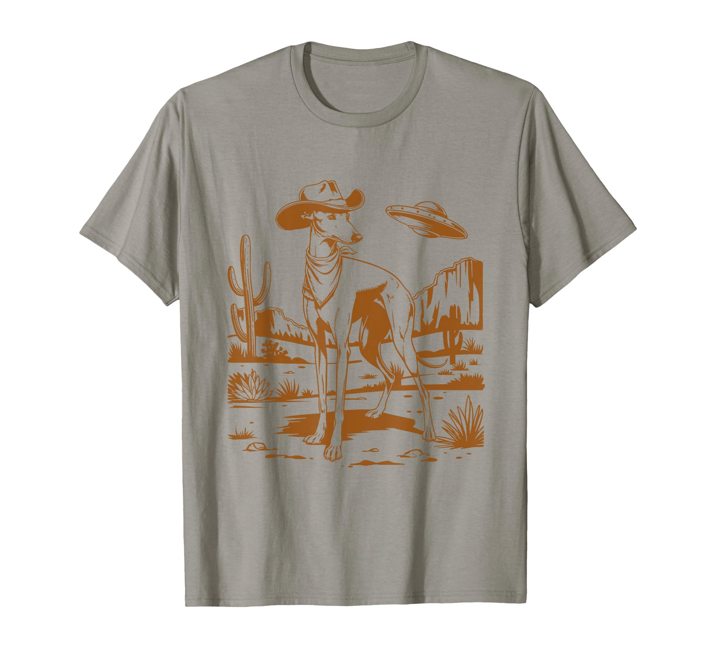 UFO Greyhound Western Alien Vintage 90s Whippet Cowboy Dog T-Shirt