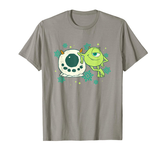 Disney Pixar Monsters Inc. Christmas Mike Snowman Logo T-Shirt
