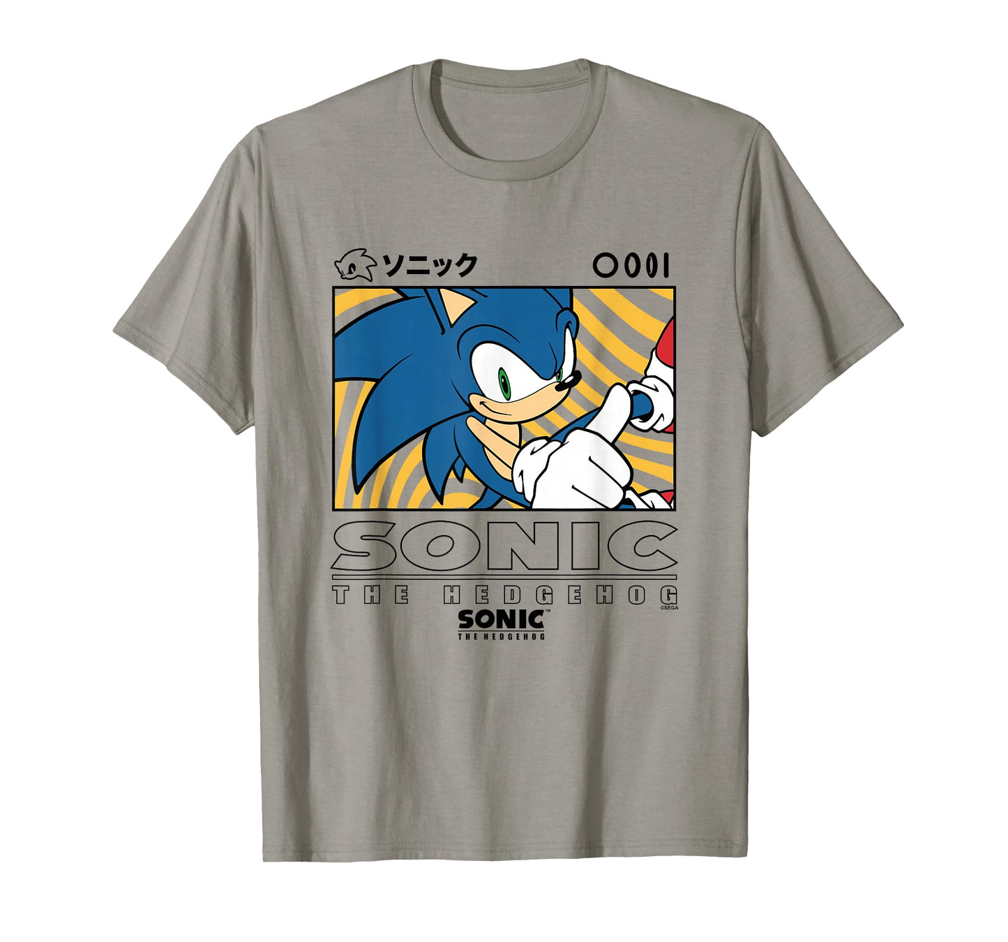Sonic The Hedgehog Wavy Background Kanji Portrait T-Shirt