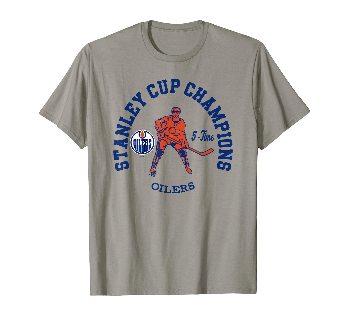 Edmonton Oilers Stanley Cup Champions 5-Time Gray NHL T-Shirt