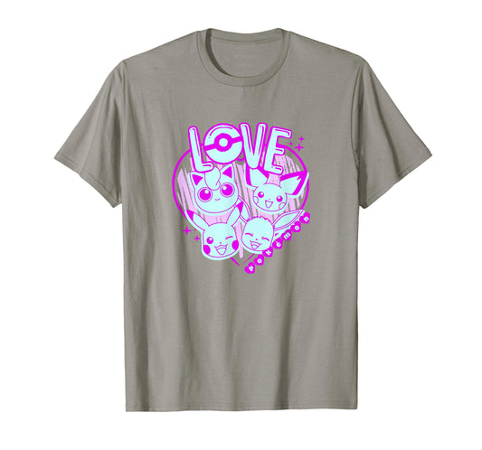 Pokémon Valentine's Day Neon Pink Pocket Monster Sketch T-Shirt