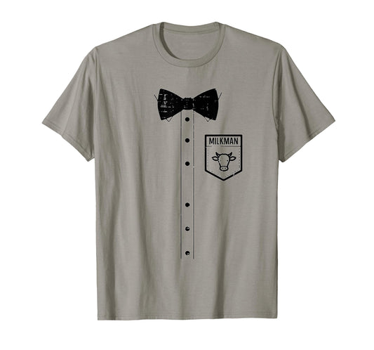 Halloween Milkman Pocket Funny Milk Costume Uniform Dad Men T-Shirt