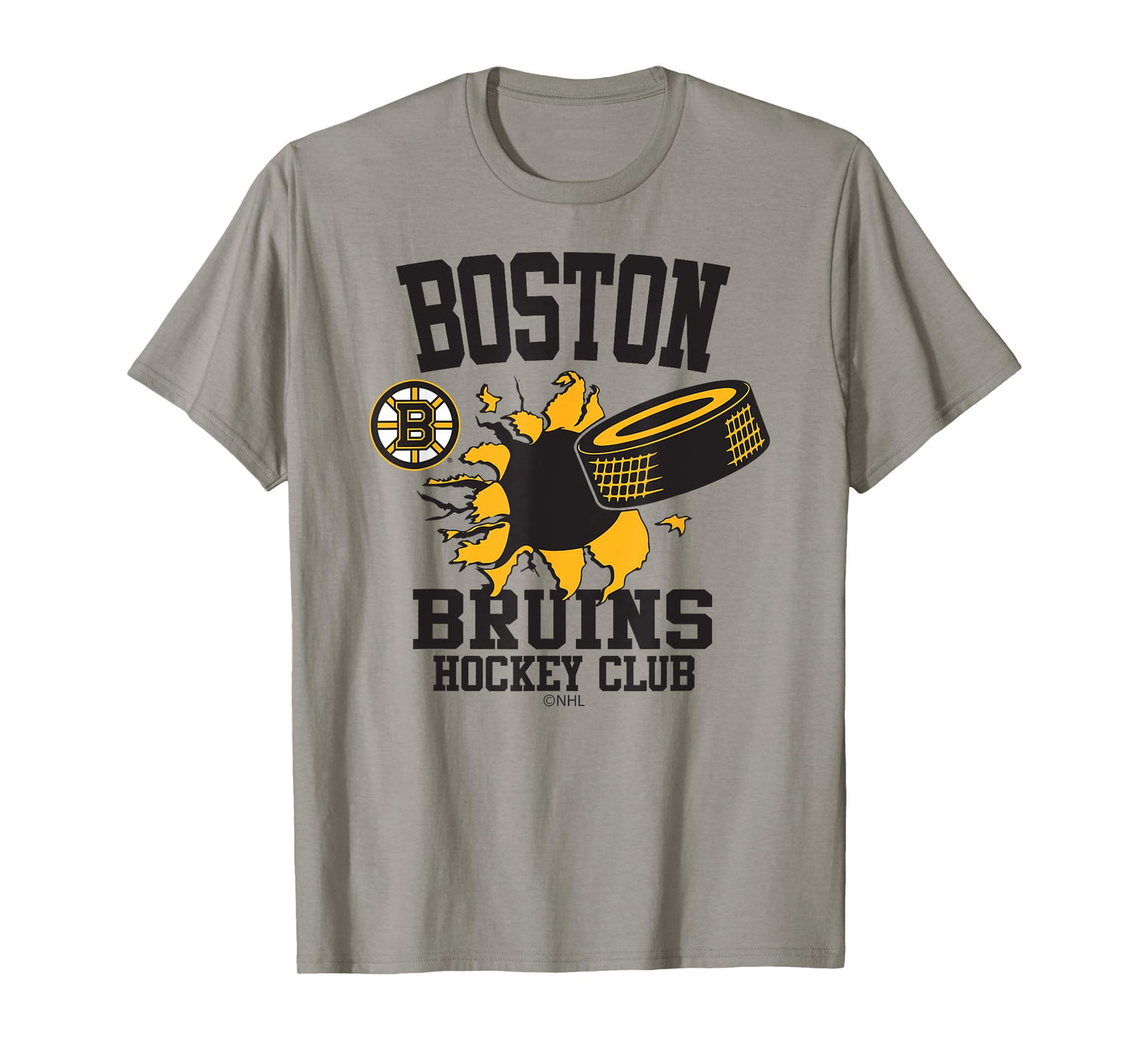 Boston Bruins Hockey Puck Burst Gray Officially Licensed T-Shirt