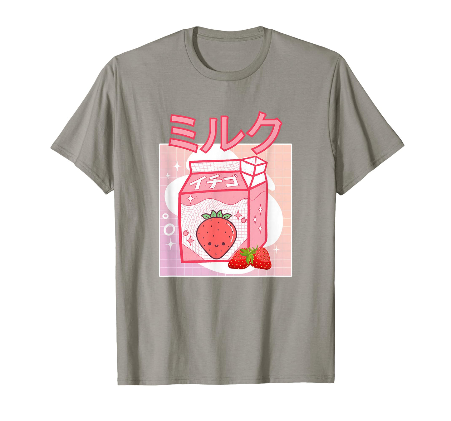 Cute Pink Strawberry Milk Japanese Kawaii Retro 90s Anime T-Shirt