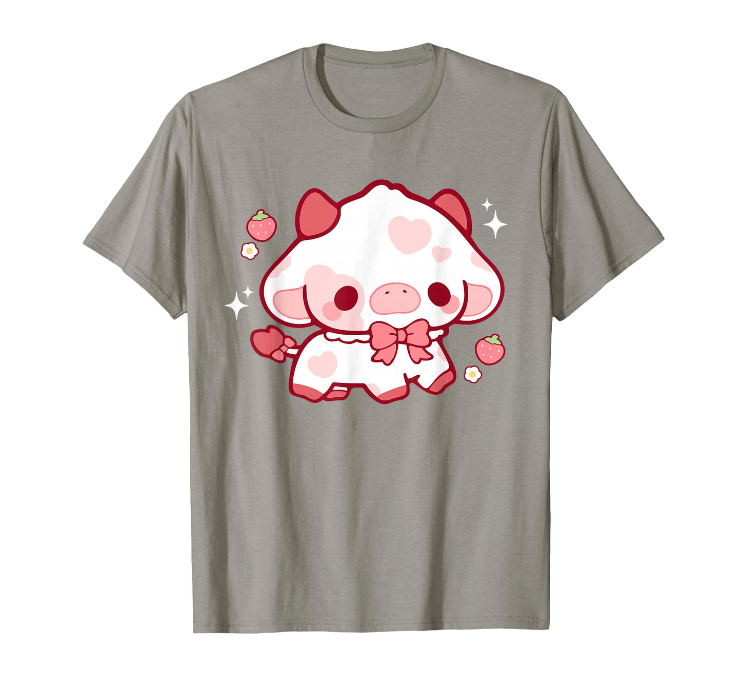 Kawaii Cow Strawberry Cute Aesthetic Anime Girls Teens Kids T-Shirt