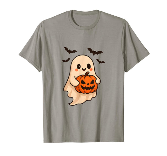 Cute Ghost with Pumpkin for Halloween Costume Party Spooky T-Shirt