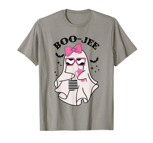 Boo-Jee Funny Halloween Cute Pink ghost Spooky season T-Shirt