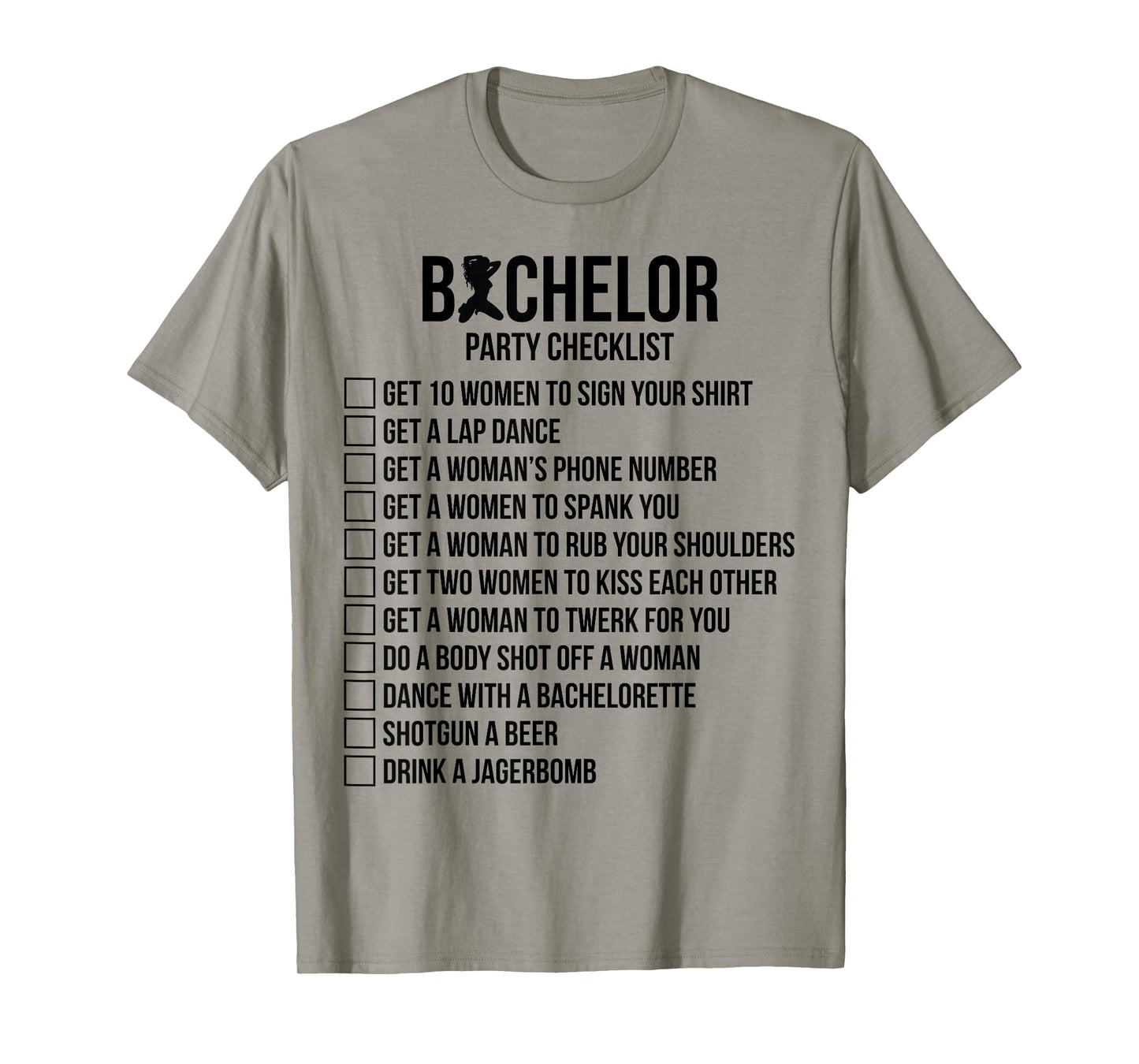 Groomsmen Groom Squat Men Bachelor Supplies Party Checklist T-Shirt