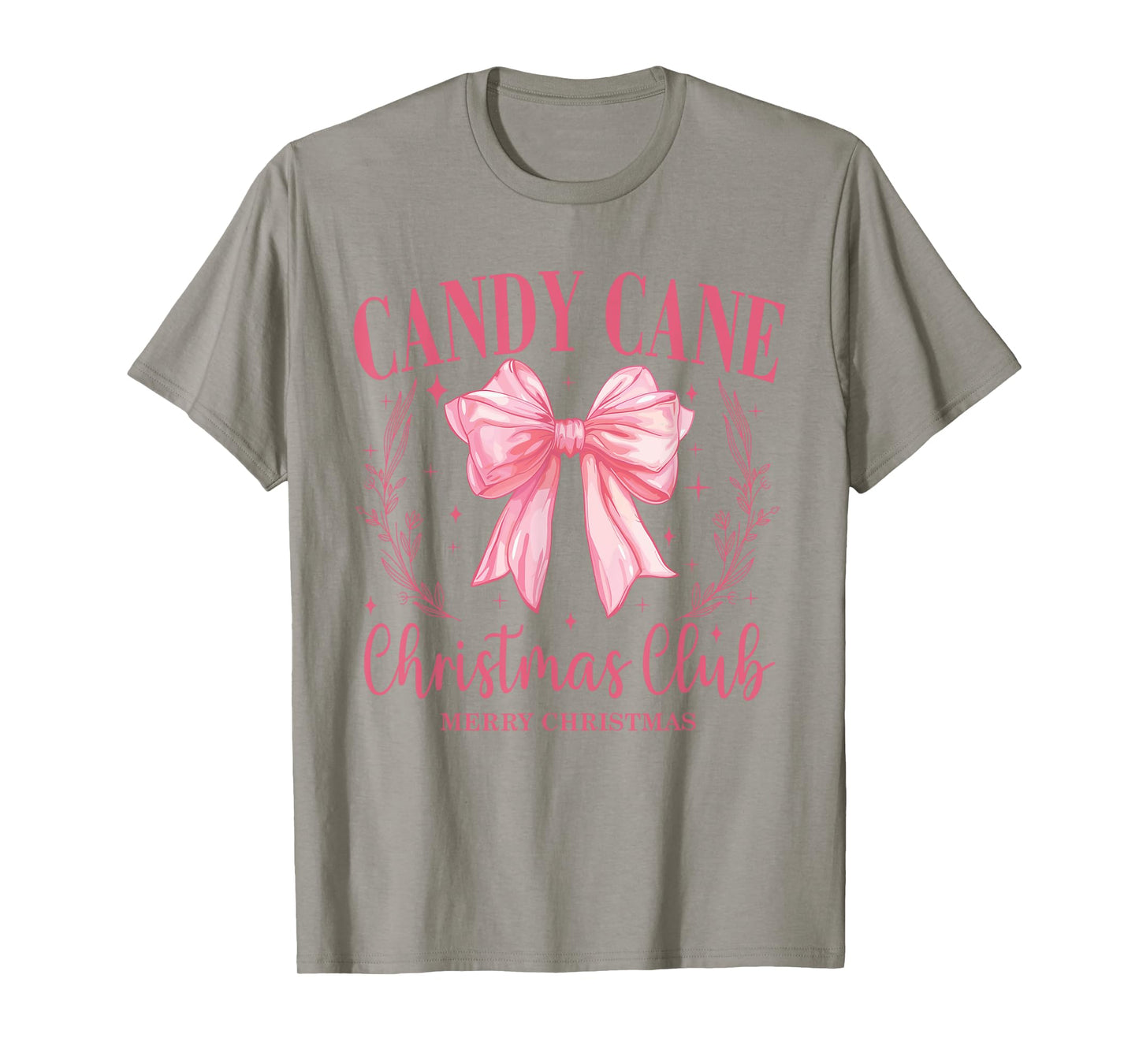 Candy Cane Christmas Club Pink Bow Vintage Christmas T-Shirt