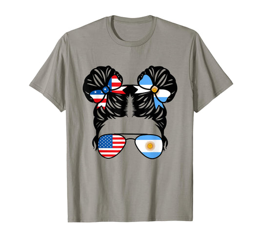 Half American Argentinian Girl USA Argentina Flag Patriot T-Shirt