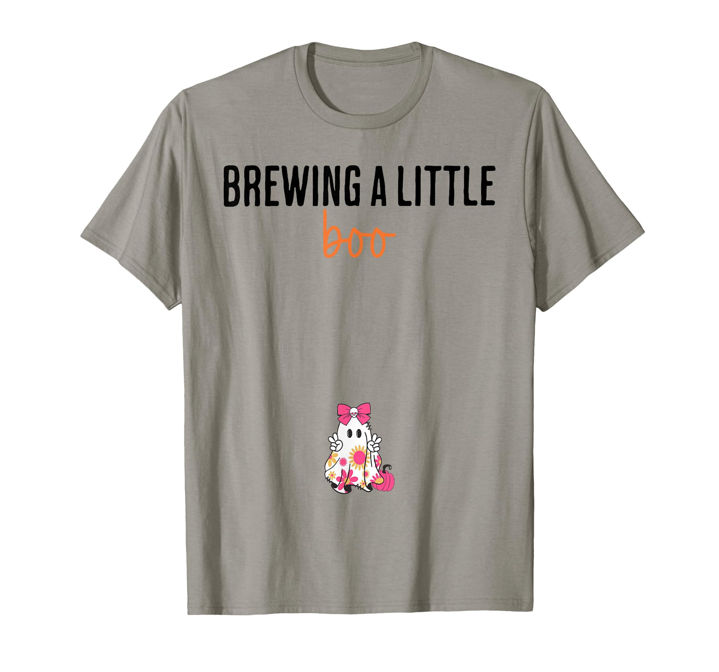 Brewing A Little Boo Funny Maternity Halloween Ghost T-Shirt