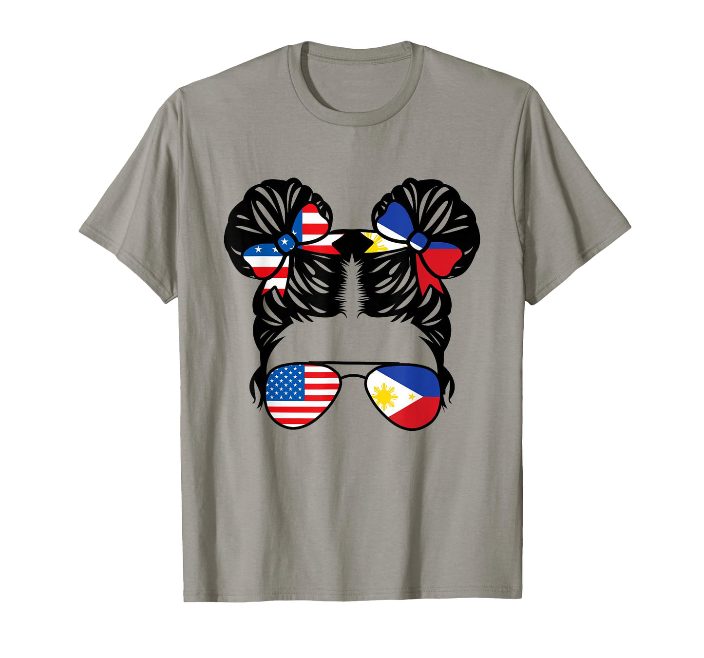 Half American Half Filipino Girl USA Philippine Flag Patriot T-Shirt Small
