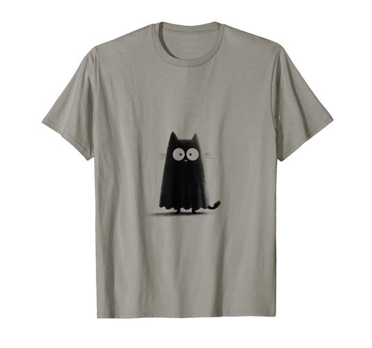 Goth Cat Ghost Halloween Cute Spooky Art T-Shirt