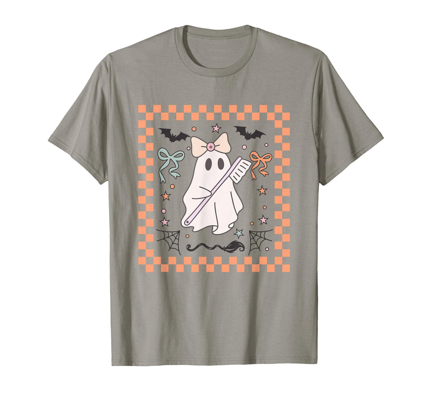 Coquette Ghost Dentist Dental Halloween Ghost Dental Crew T-Shirt
