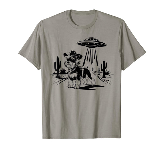 Schnauzer TShirt Schnauzer Vintage Shirt UFO Western Retro T-Shirt