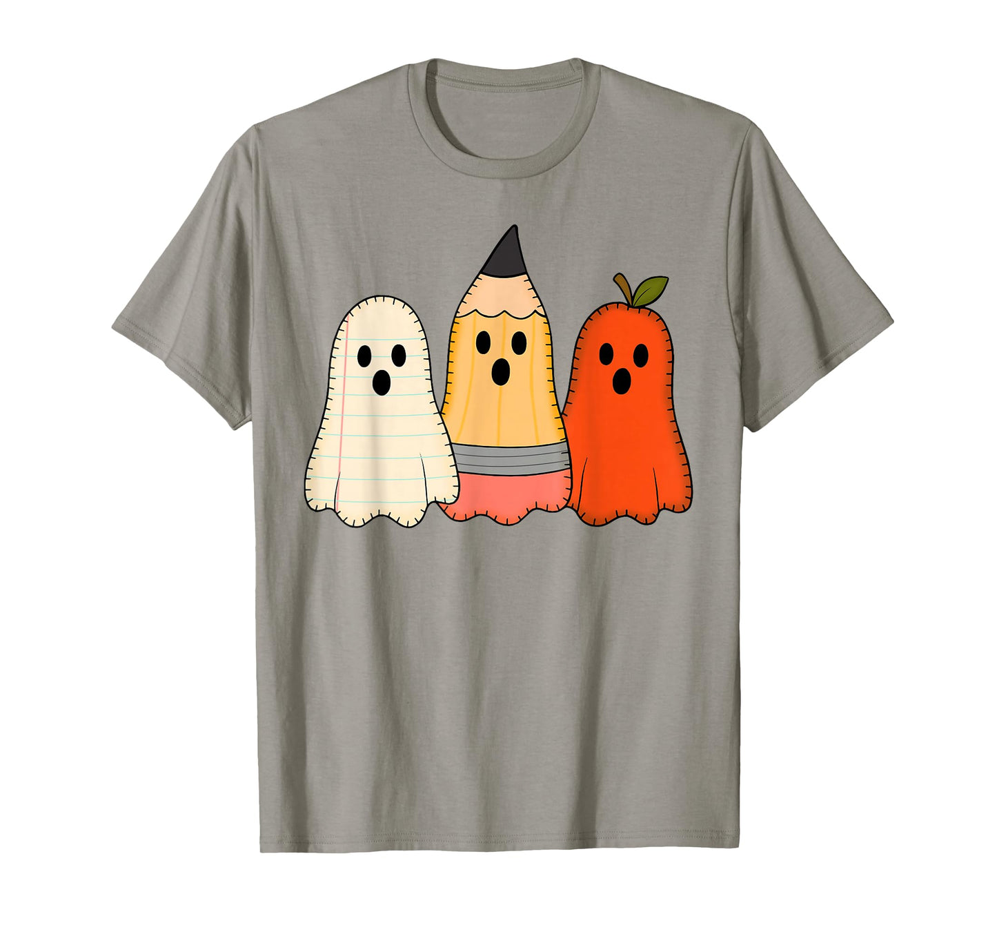 Retro Pencil Ghost Boo Spooky Teacher Halloween Costume T-Shirt