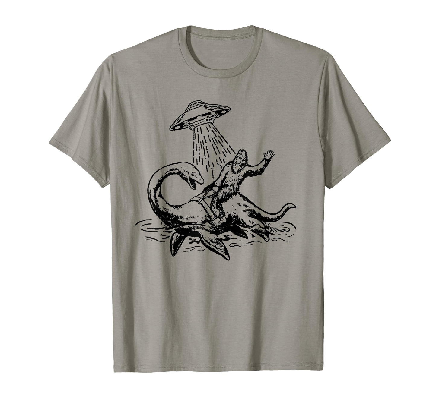 Bigfoot Riding Loch Ness Monster Funny Sasquatch Nessie T-Shirt