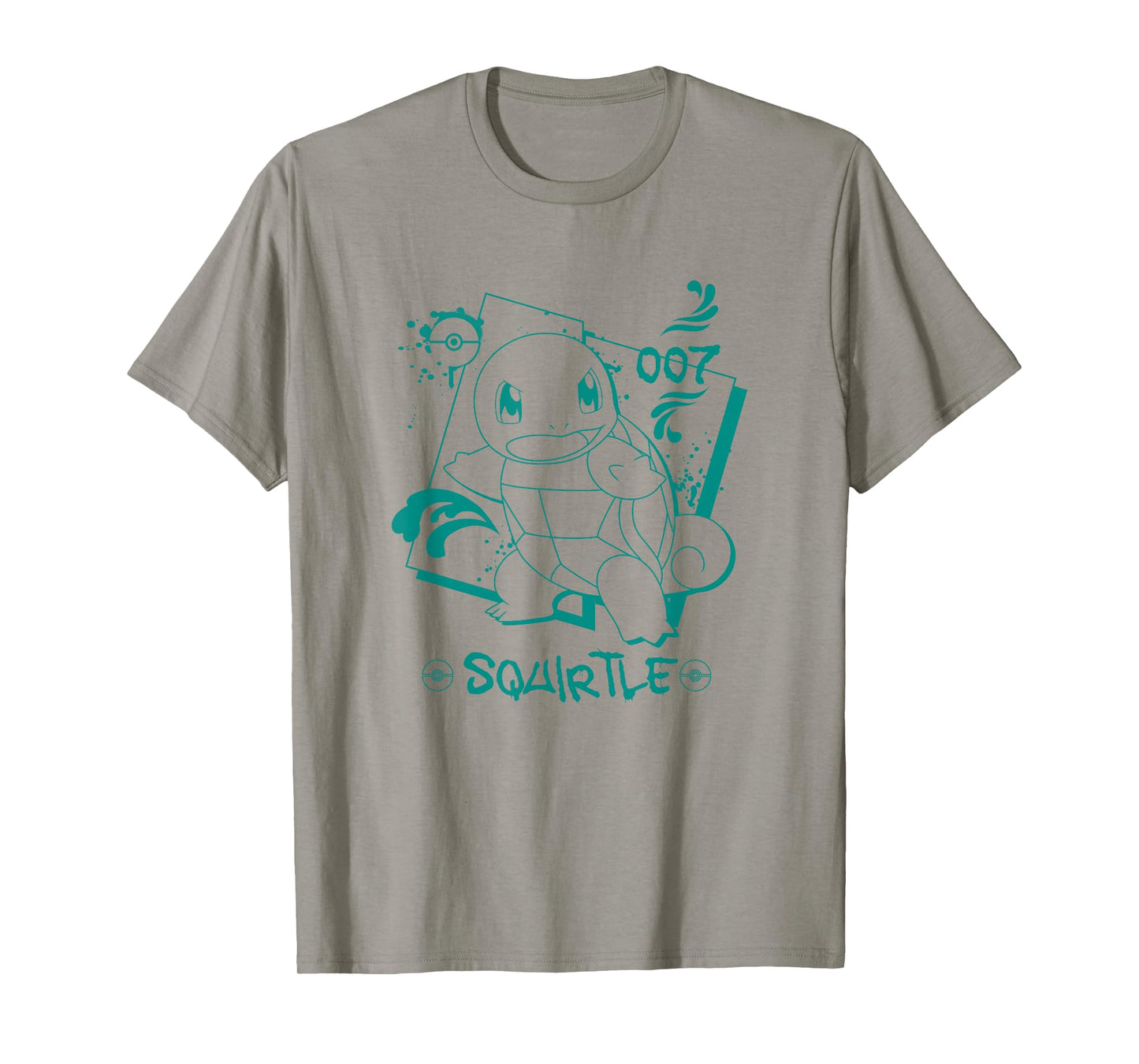 Pokémon Squirtle 007 Graffiti Paint Drip Sketch Portrait T-Shirt