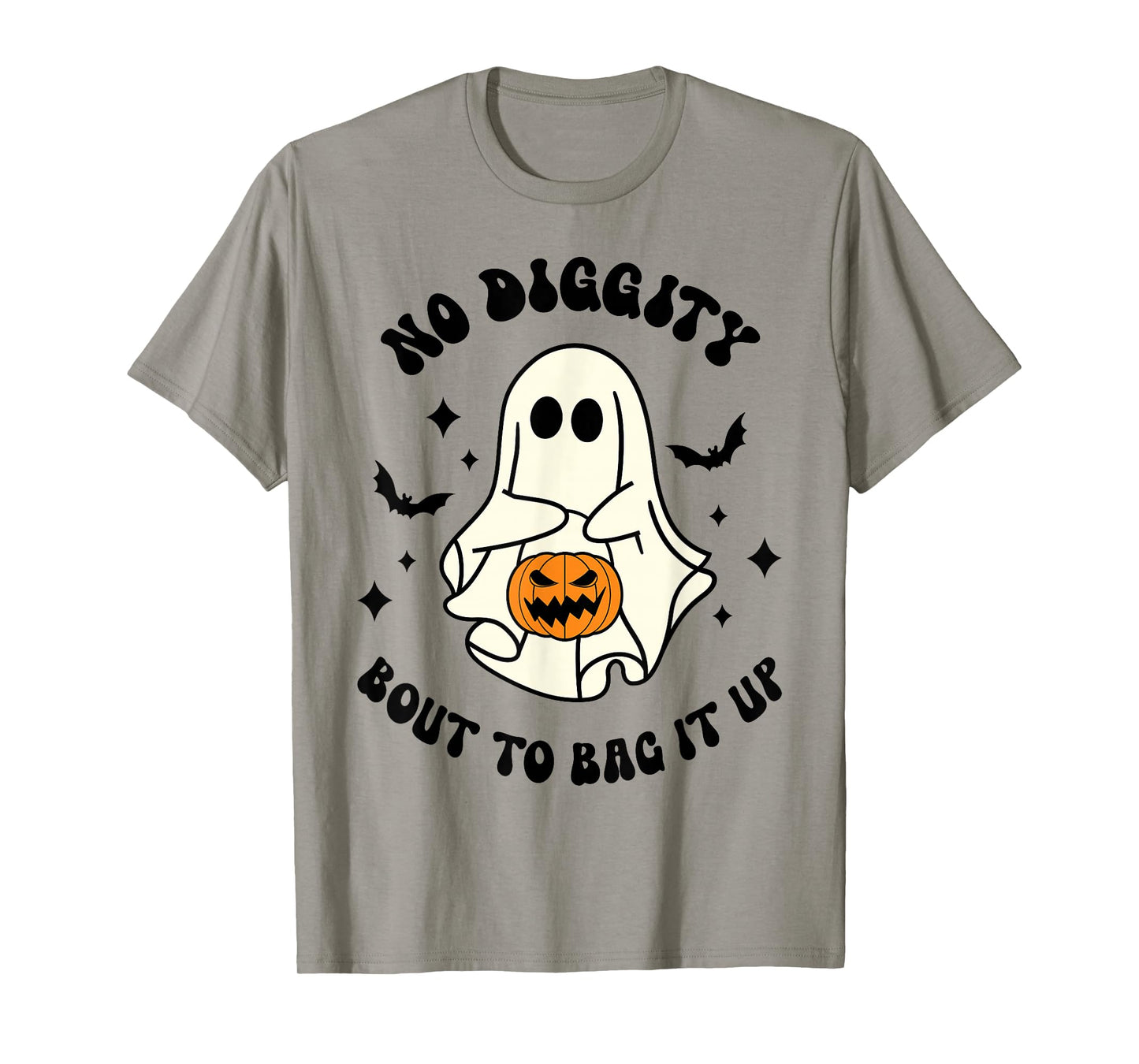 Halloween Ghost No Diggity Bout To Bag It Up Funny T-Shirt