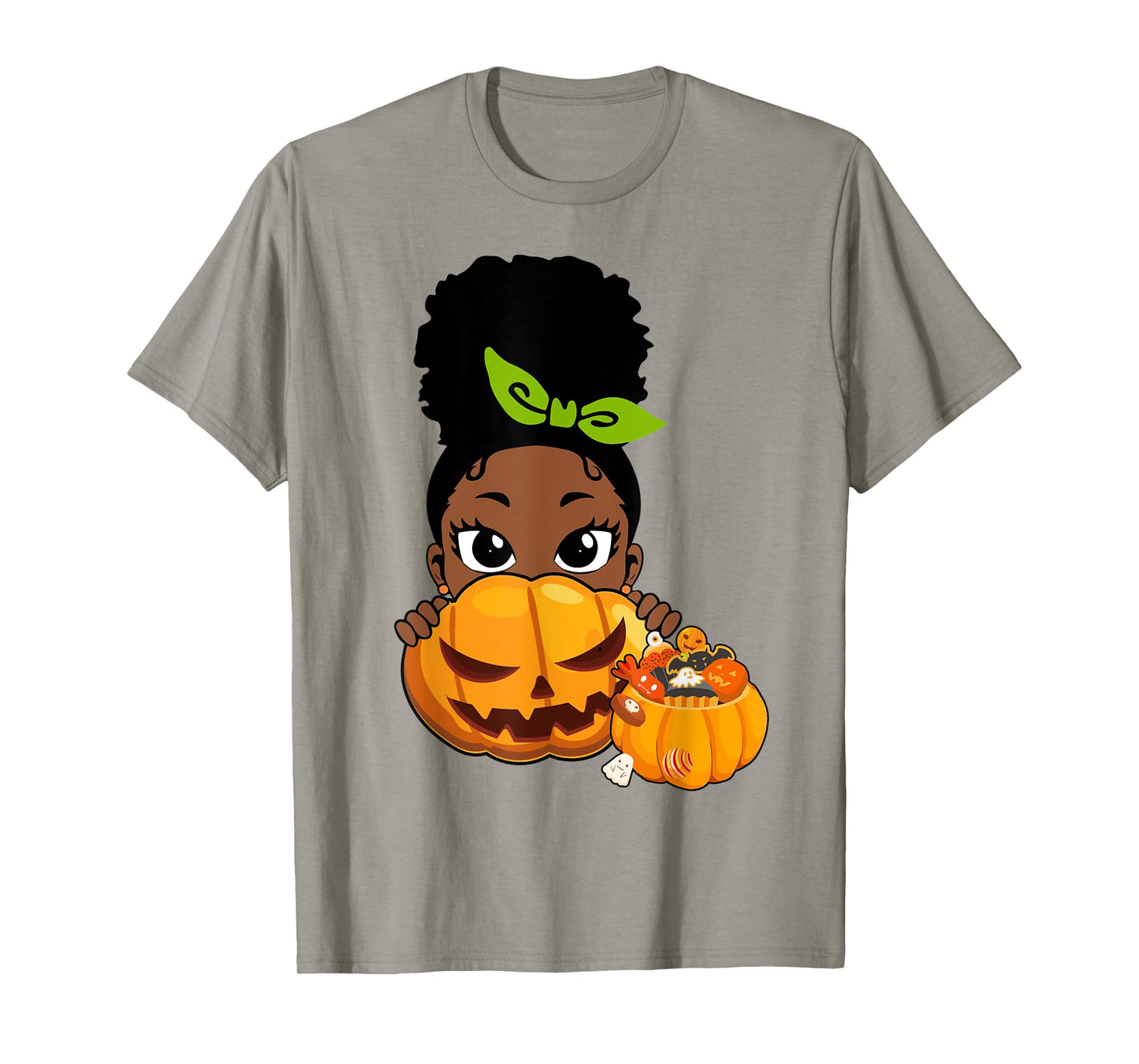 Cute Black African American Girls Pumpkin Halloween T-Shirt