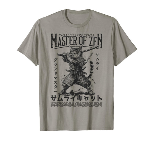 Samurai Cat Warrior Ukiyo Otaku Streetwear Cat Samurai T-Shirt