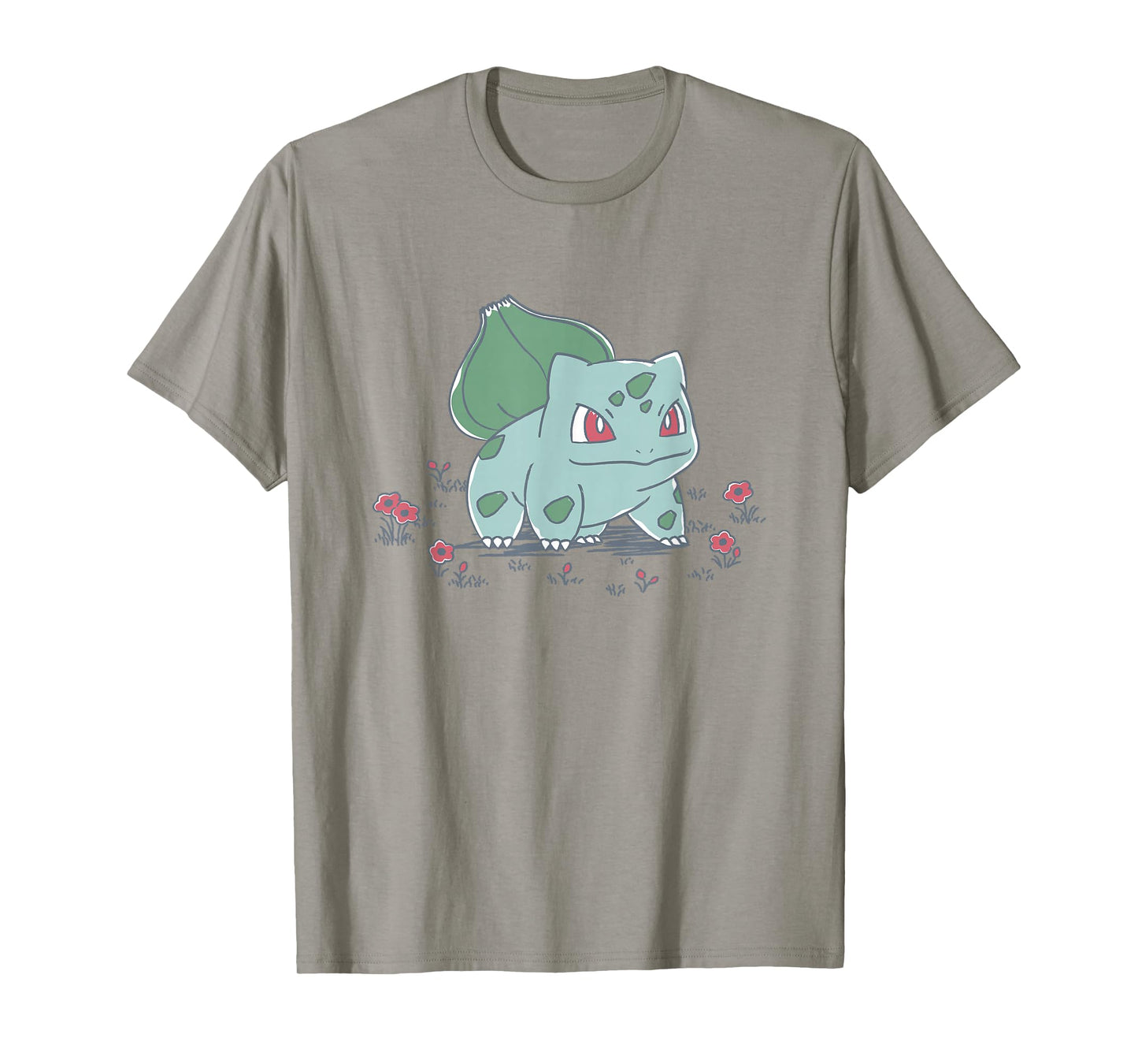 Pokémon Bulbasaur Standing In Flower Garden Retro Sketch T-Shirt