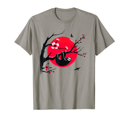Kawaii Sloth Anime Japan Sakura Novelty Cute Funny Sloth T-Shirt